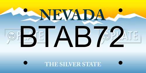 BTAB72 Nevada License Plate