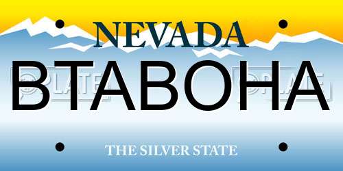 BTABOHA Nevada License Plate