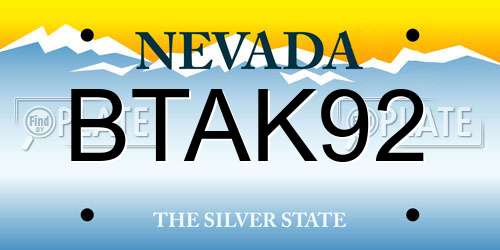 BTAK92 Nevada License Plate