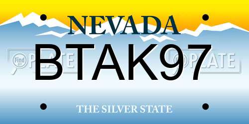 BTAK97 Nevada License Plate