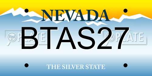 BTAS27 Nevada License Plate