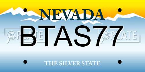 BTAS77 Nevada License Plate