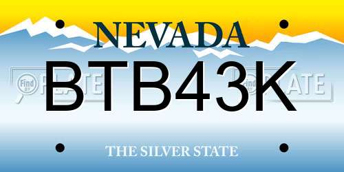 BTB43K Nevada License Plate