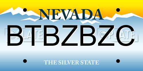 BTBZBZC Nevada License Plate