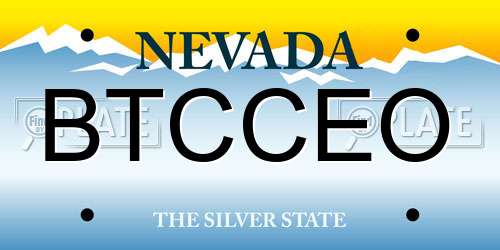 BTCCEO Nevada License Plate