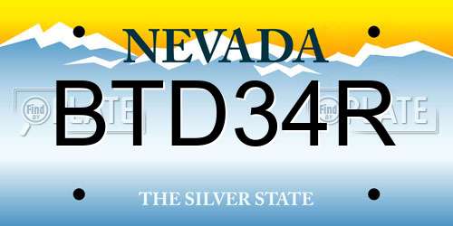 BTD34R Nevada License Plate