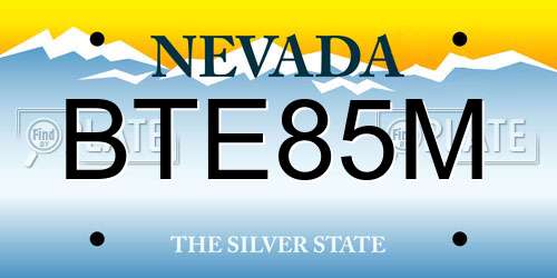 BTE85M Nevada License Plate