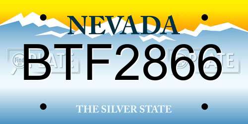 BTF2866 Nevada License Plate