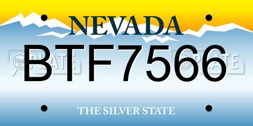 BTF7566 Nevada License Plate