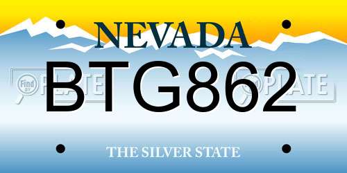 BTG862 Nevada License Plate