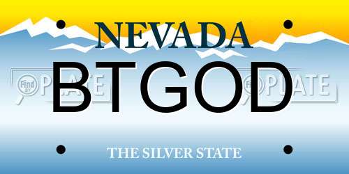 BTGOD Nevada License Plate