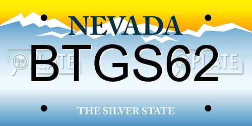 BTGS62 Nevada License Plate