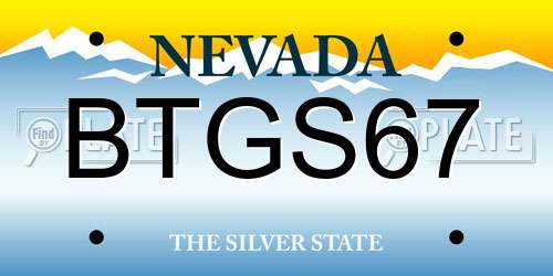 BTGS67 Nevada License Plate