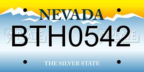 BTH0542 Nevada License Plate