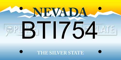 BTI754 Nevada License Plate