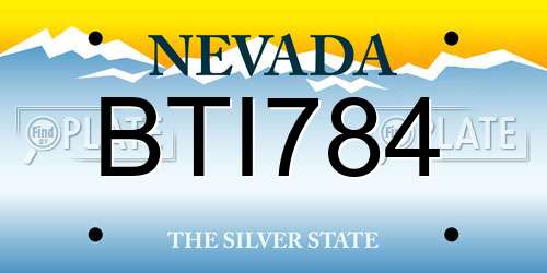 BTI784 Nevada License Plate