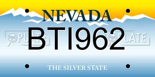 BTI962 Nevada License Plate