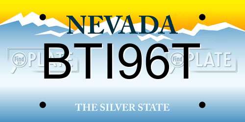 BTI96T Nevada License Plate