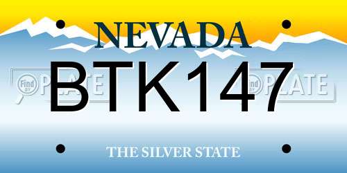 BTK147 Nevada License Plate
