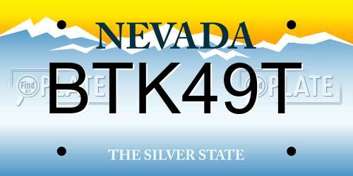BTK49T Nevada License Plate