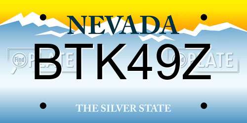 BTK49Z Nevada License Plate