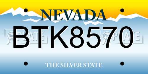 BTK8570 Nevada License Plate