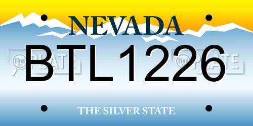 BTL1226 Nevada License Plate