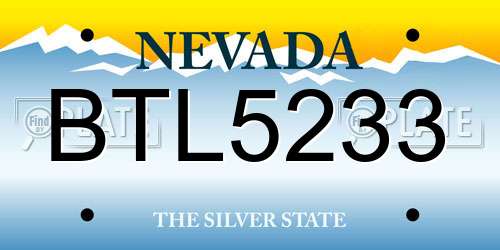 BTL5233 Nevada License Plate