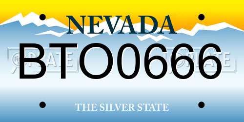 BTO0666 Nevada License Plate