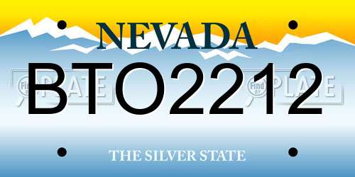 BTO2212 Nevada License Plate