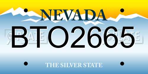 BTO2665 Nevada License Plate