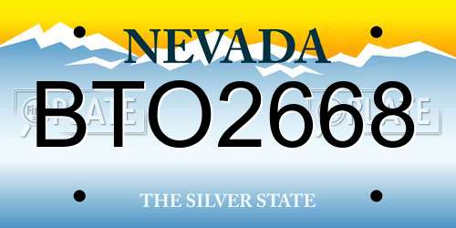 BTO2668 Nevada License Plate