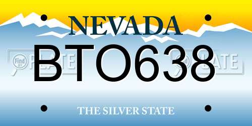 BTO638 Nevada License Plate