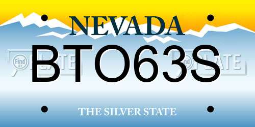 BTO63S Nevada License Plate