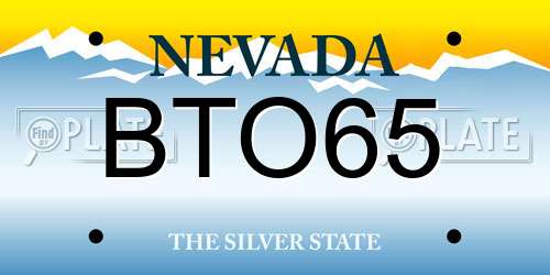 BTO65 Nevada License Plate