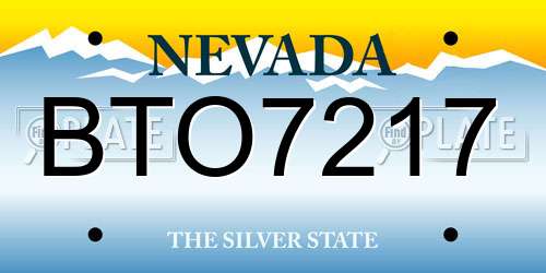 BTO7217 Nevada License Plate
