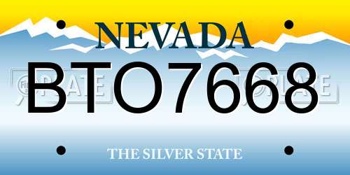 BTO7668 Nevada License Plate