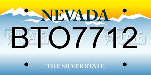 BTO7712 Nevada License Plate