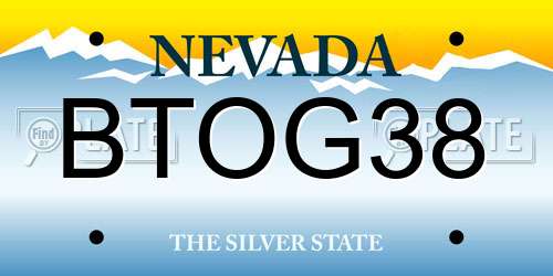 BTOG38 Nevada License Plate