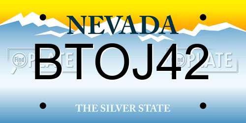 BTOJ42 Nevada License Plate