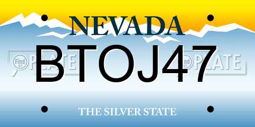 BTOJ47 Nevada License Plate