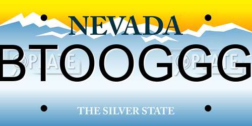 BTOOGGG Nevada License Plate
