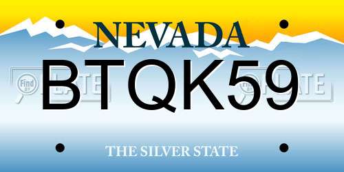 BTQK59 Nevada License Plate