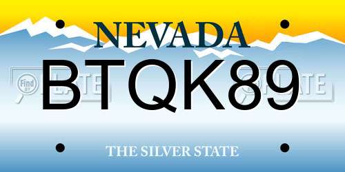BTQK89 Nevada License Plate