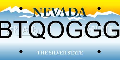 BTQOGGG Nevada License Plate
