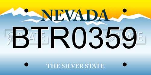 BTR0359 Nevada License Plate