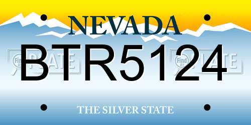 BTR5124 Nevada License Plate