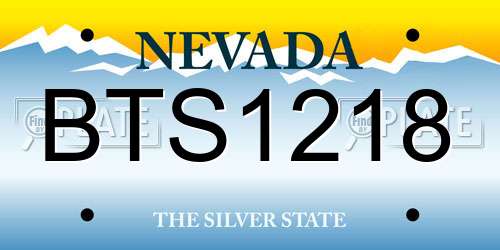 BTS1218 Nevada License Plate
