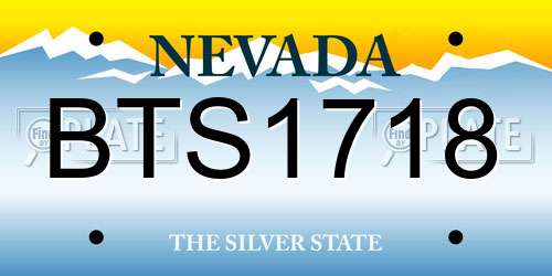 BTS1718 Nevada License Plate