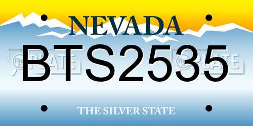 BTS2535 Nevada License Plate
